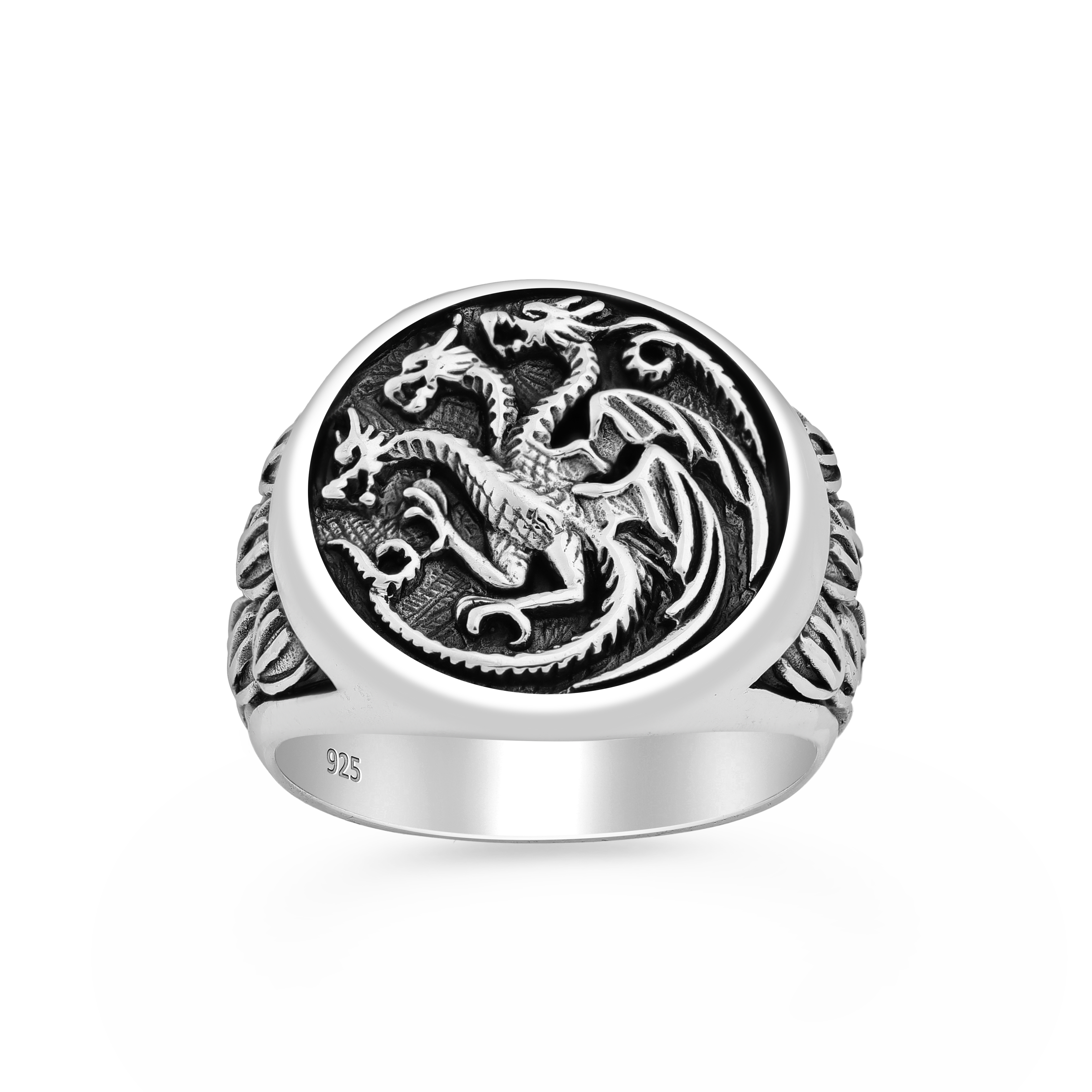 Sterling Silver Dragon Signet Ring