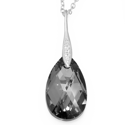 Sterling Silver & Fine Austrian Crystal Pendant - Black Diamond
