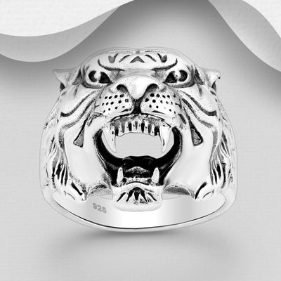 Sterling Silver Oxidized Tiger Ring