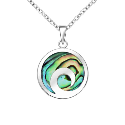 Sterling Silver Wave & Paua Shell Pendant