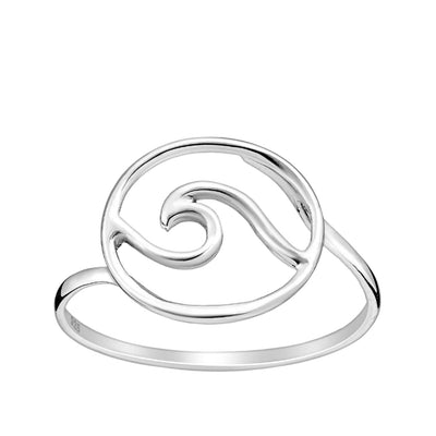 Sterling Silver Wave Ring in Large Circle