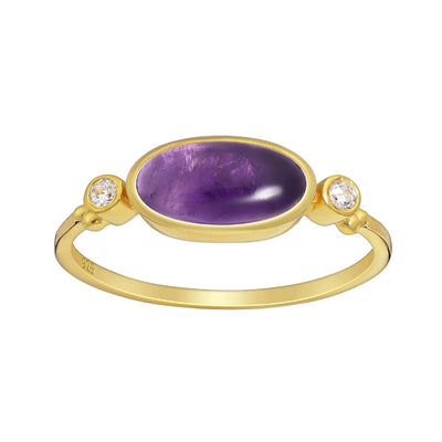 Gold Amethyst & Cubic Zirconia Ring