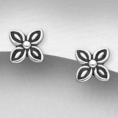 Sterling Silver Frangipani Flower Stud Earrings