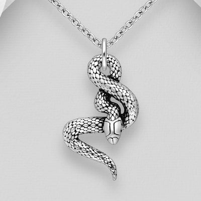 Sterling Silver Oxidized Snake Pendant