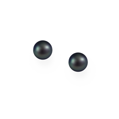 Sterling Silver Black A Grade Freshwater Pearl Stud Earrings 7 mm