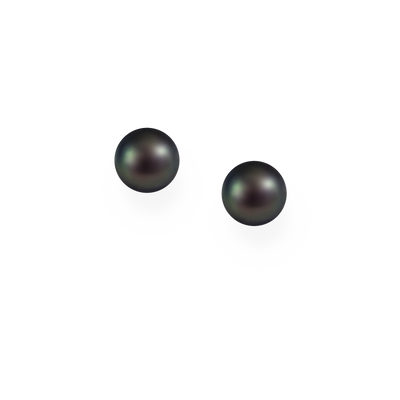 Black Freshwater Pearl Stud Earrings - 8 mm