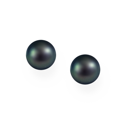 Black Freshwater Pearl Stud Earrings - 9 mm