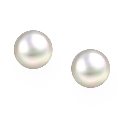 White Freshwater Pearl Stud Earrings - 12 mm