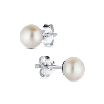 White Freshwater Pearl Stud Earrings - 8 mm