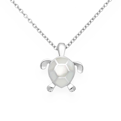 Sterling Silver & Mother of Pearl Shell Turtle Pendant