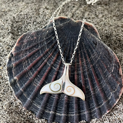 Sterling Silver Whales Tail with Shiva Shell