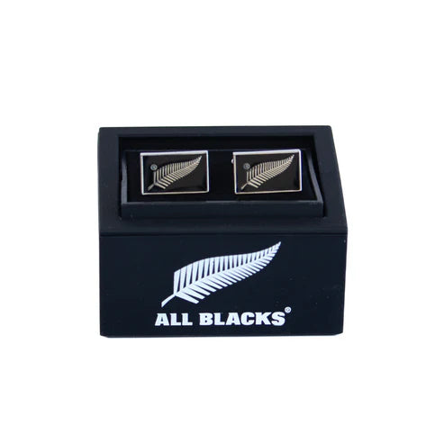 Official All Blacks Silver Fern on Black Background Cufflinks