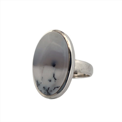 Sterling Silver Oval Dendritic Agate Ring