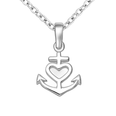 Sterling Silver Anchor & Heart Pendant
