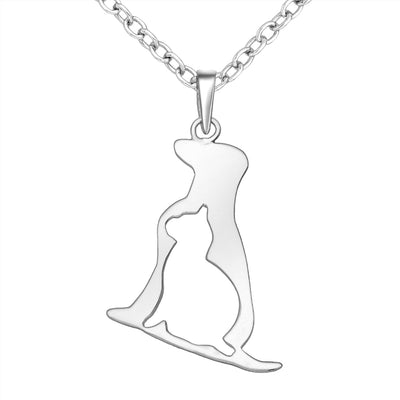 Sterling Silver Cat & Dog Pendant