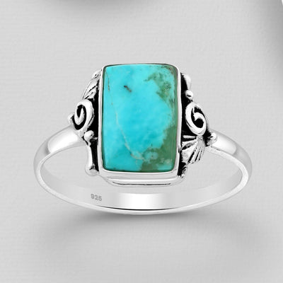 Sterling Silver Rectangular Turquoise Ring