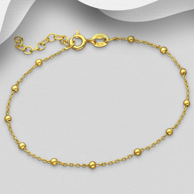 Ball Bracelet, Plated with 0.5 Micron 18K Yellow Gold