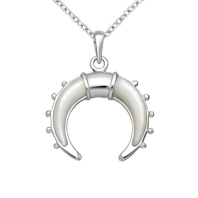 Sterling Silver Mother of Pearl Horn Pendant