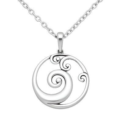 Sterling Silver Koru & Wave Pendant