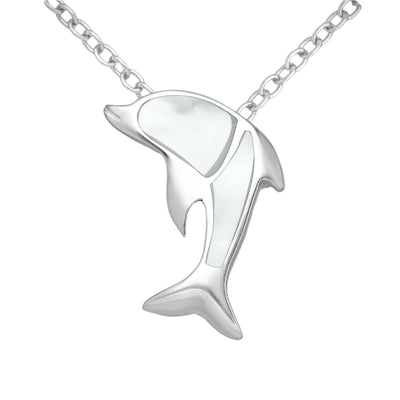Sterling Silver & Mother of Pearl Shell Dolphin Pendant
