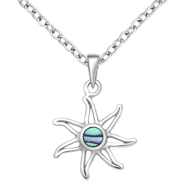 Sterling Silver & Paua Shell Sun Pendant