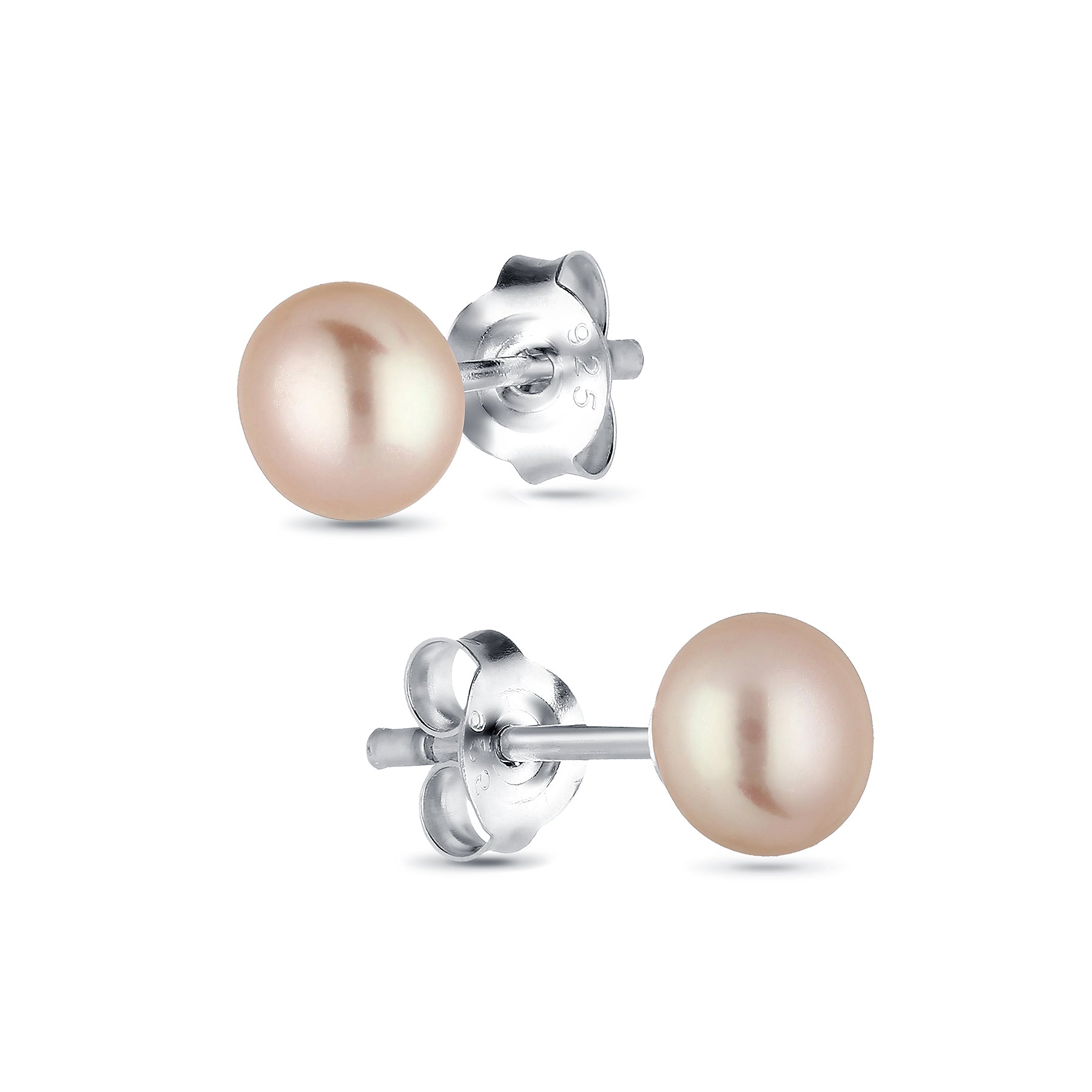 Sterling Silver AAA Grade White Freshwater Pearl Stud Earrings 4.5 mm