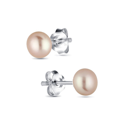 Sterling Silver AAA Grade White Freshwater Pearl Stud Earrings 4.5 mm