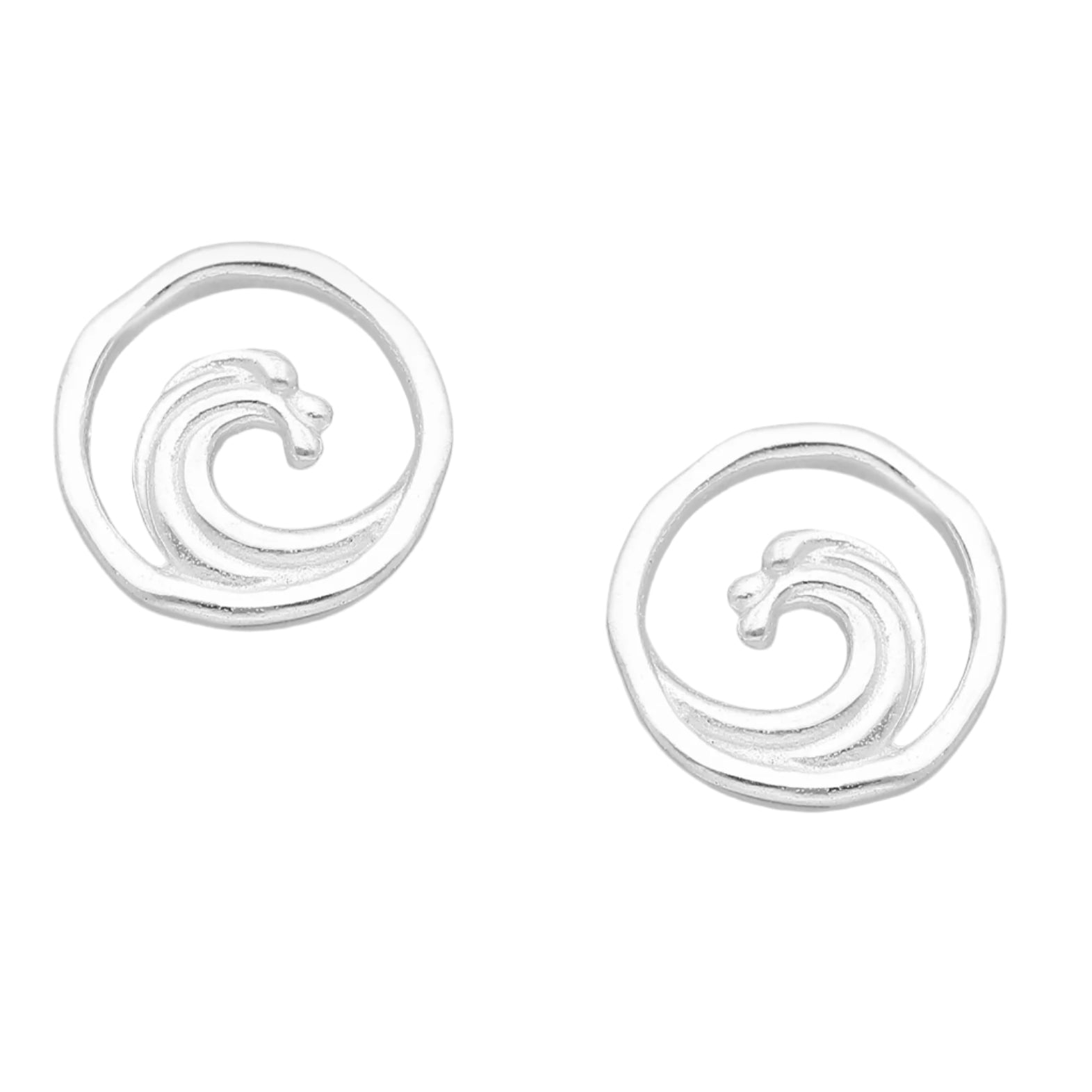 Sterling Silver Textured Wave Stud Earrings