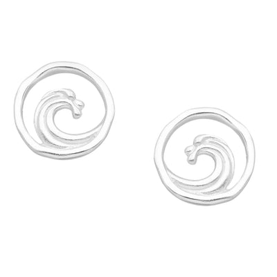 Sterling Silver Wave Stud Earrings