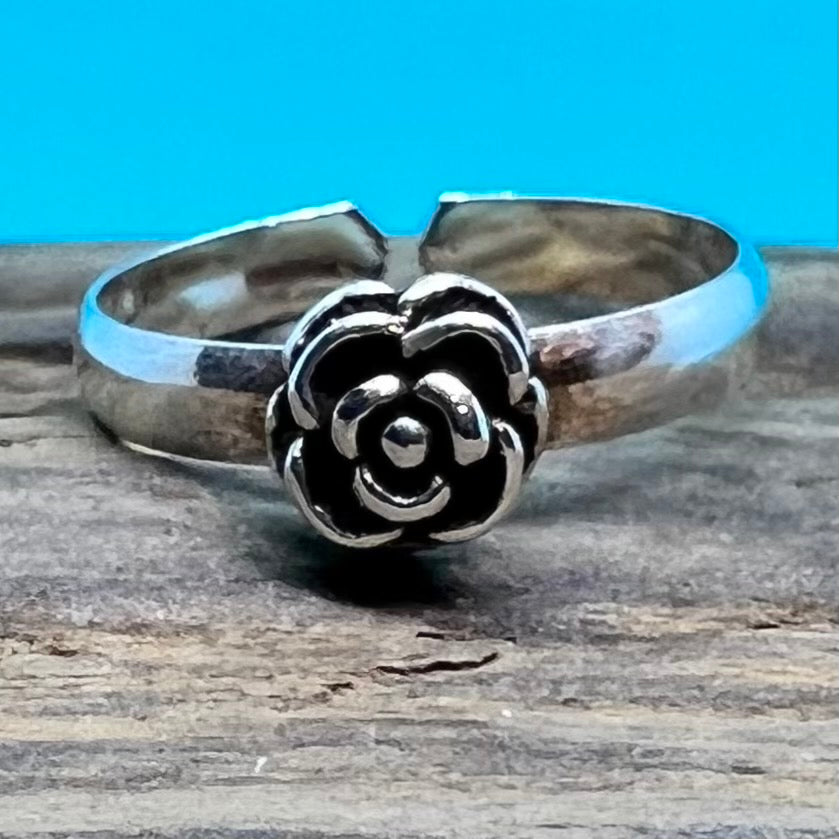 Sterling Silver Rose Flower Toe Ring