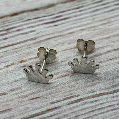 Tiny Sterling Silver Crown Studs