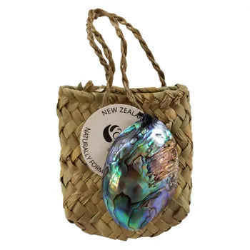 Paua Shell Gem in Kete Bag