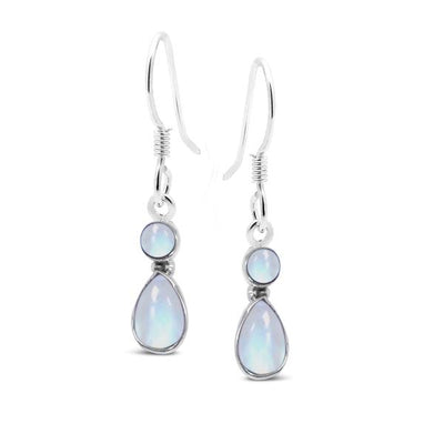 Sterling Silver Labradorite and Moonstone Dangly Earrings