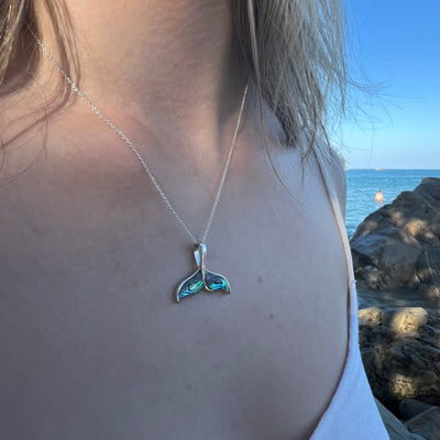 Sterling Silver & Paua Whales Tail Pendant
