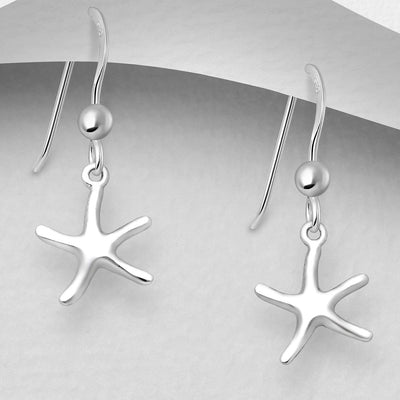 Sterling Silver Dangly Starfish Earrings