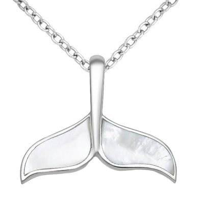 Sterling Silver & Mother of Pearl Shell Whales Tail Pendant