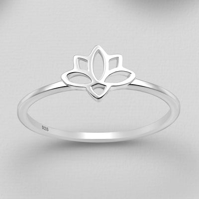 Sterling Silver Tiny Lotus Flower Ring