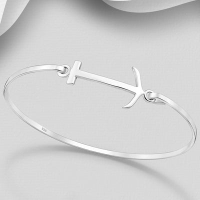 Sterling Silver Anchor Bangle