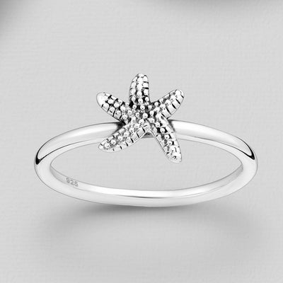 Sterling Silver Starfish Ring with  Detailing