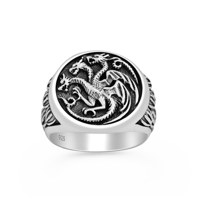 Sterling Silver Dragon Signet Ring