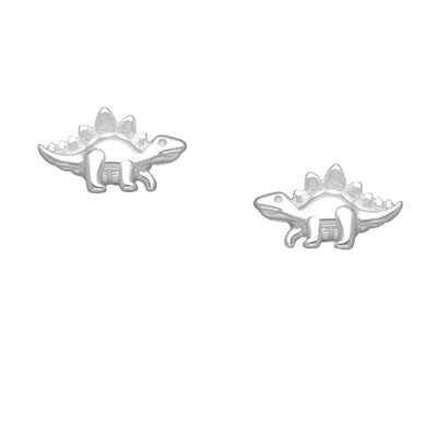 Silver dinosaur-shaped earrings 