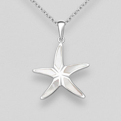 Sterling Silver Mother of Pearl Starfish Pendant