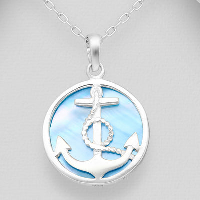 Sterling Silver & Mother of Pearl Anchor Pendant