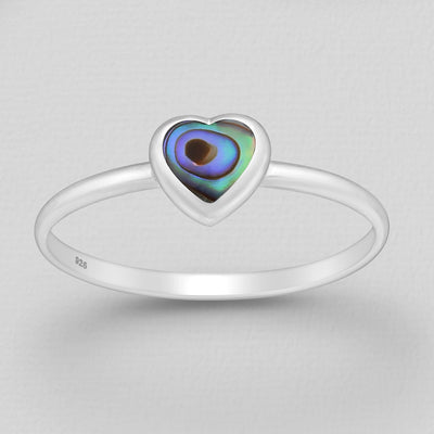 Sterling Silver & Paua Shell Heart Ring