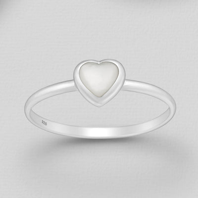 Sterling Silver & Mother of Pearl Shell Heart Ring