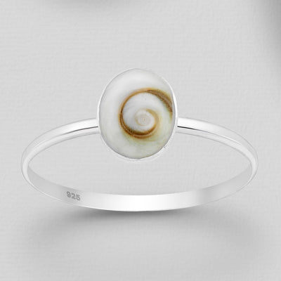 Sterling Silver & Shiva Shell Oval Ring