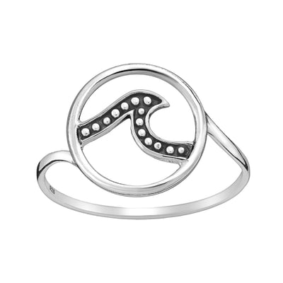 Sterling Silver Dotted Wave Ring with Circle