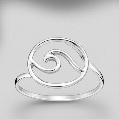 Sterling Silver Wave Ring in Large Circle