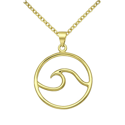 Gold Wave Pendant Plated with 1 Micron 14K Yellow Gold