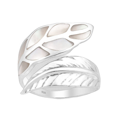 Sterling Silver & Mother of Pearl Shell Fern Ring